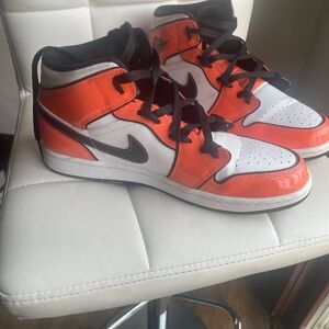 Nike High-Top Sneakers in Orange and White